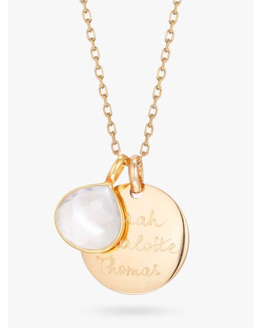 Merci Maman Metallic Personalised Moonstone Gemstone Necklace