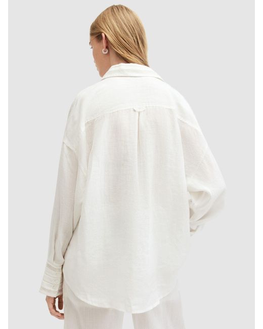 AllSaints White Jade Linen Shirt