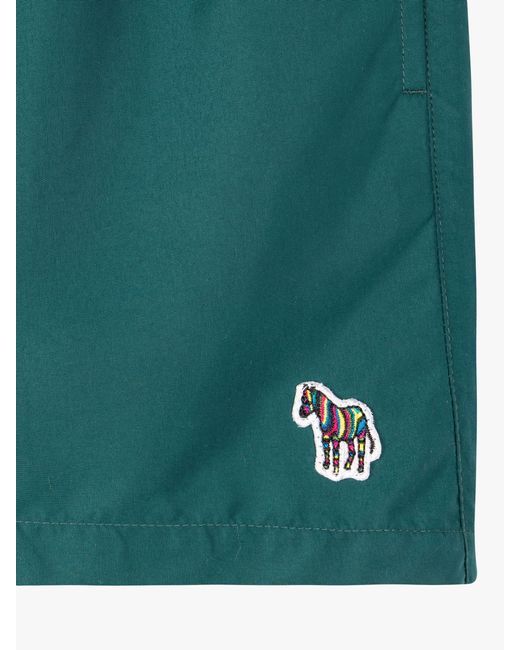 Paul Smith Green Zebra Logo Recycled Polyester Swim Shorts for men