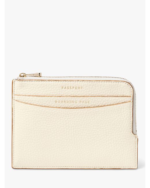 Aspinal of London Pebble Leather Zipped Travel Wallet in Natural Lyst UK