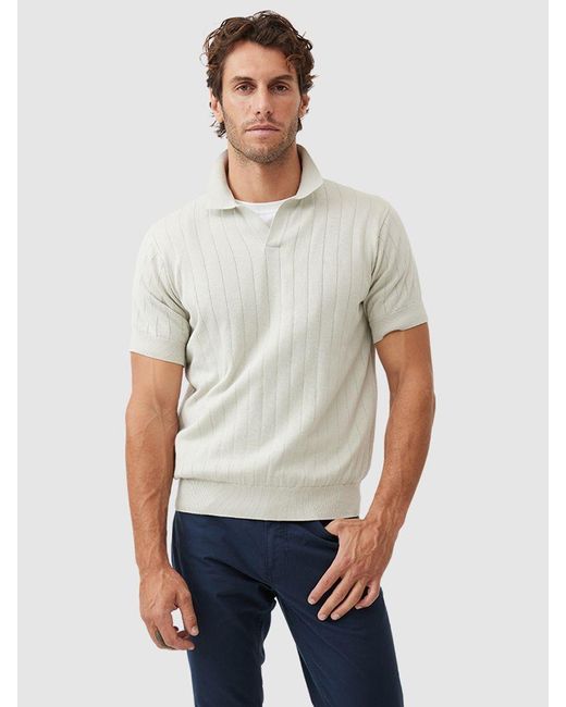 Rodd & Gunn White Freys Crescent Knit Polo Shirt for men