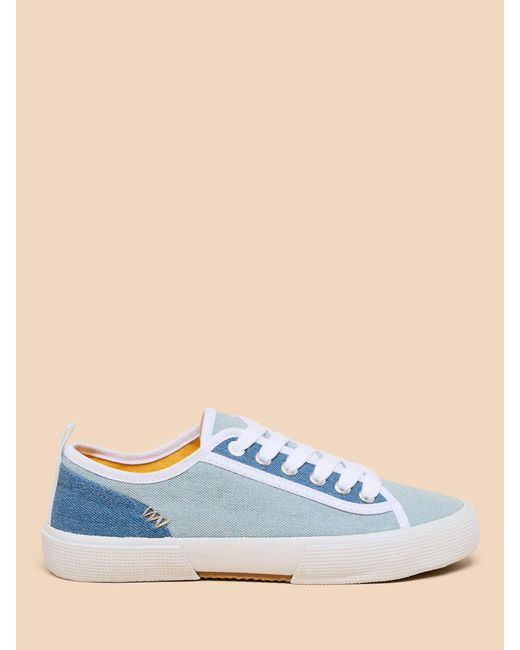White Stuff Blue Pippa Canvas Lace Up Trainers