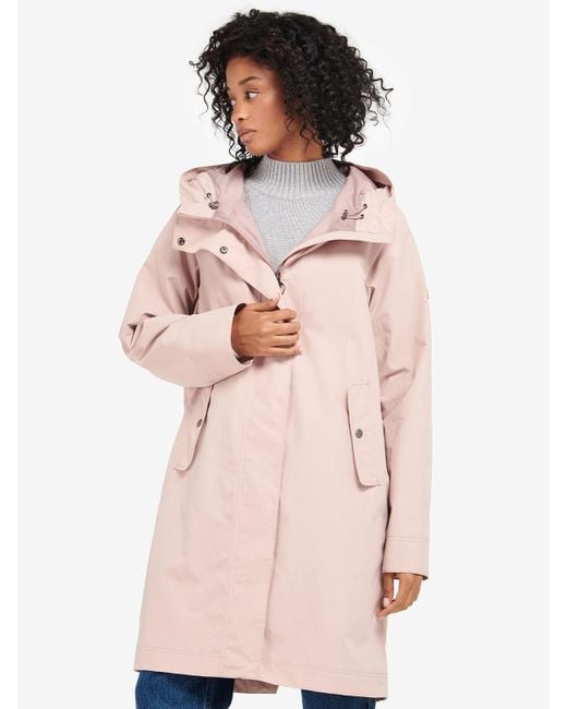 Barbour Pink Nerissa Plain Waterproof Longline Coat