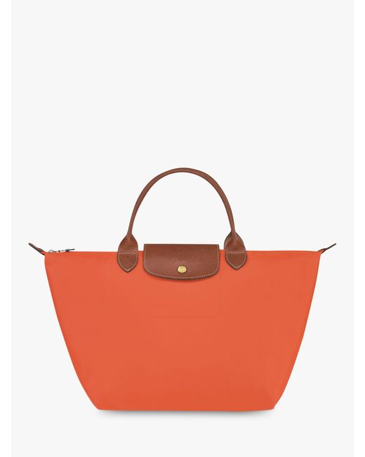 Longchamp Orange Le Pliage Original Medium Top Handle Bag
