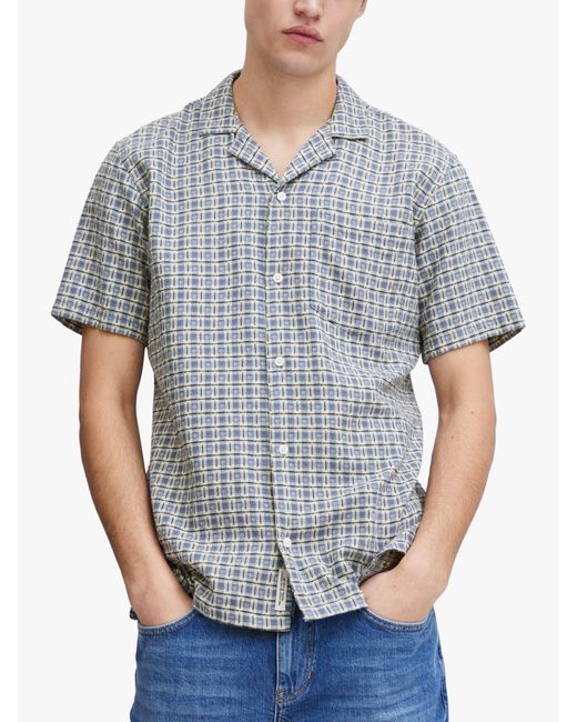 Casual Friday Gray Alvin Short Sleeve Check Resort Shirt for men