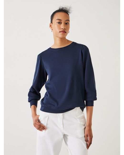 Hush Blue Emily Puff Sleeve Cotton Jersey Top