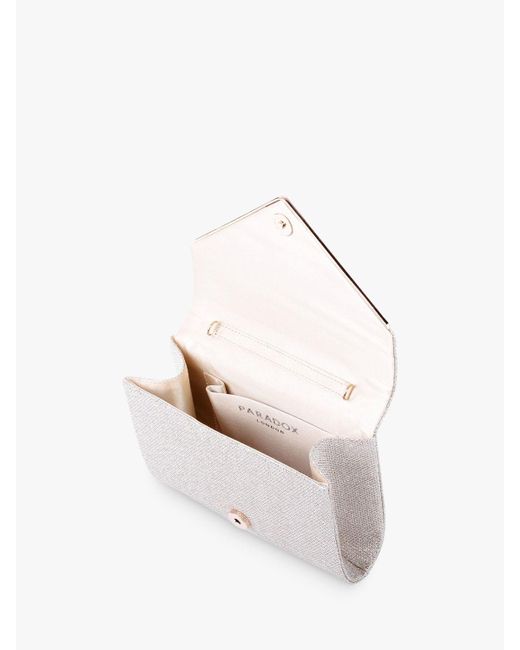 Paradox London White Darcy Glitter Envelope Clutch Bag