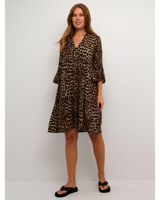 Kaffe Brown Hera Amber Leopard Print Dress