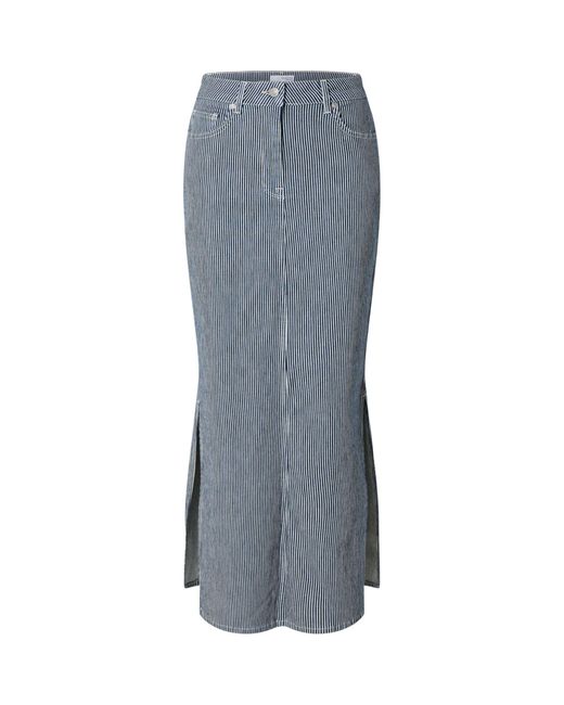 SELECTED Gray Myra Stripe Denim Skirt