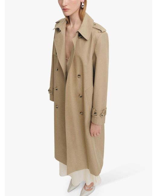 Mango Natural Eiffel Double Breasted Cotton Blend Trench Coat