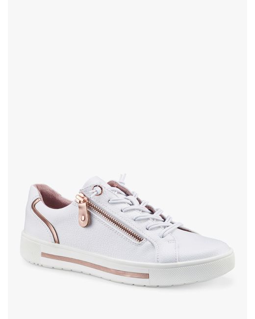 Hotter White Leo Wide Fit Zipped Trainers