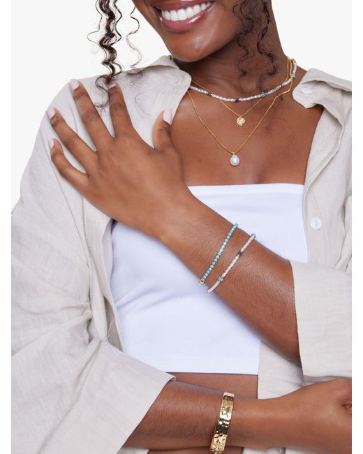 Orelia Metallic Pearl & Semi Precious Stone Beaded Bracelet