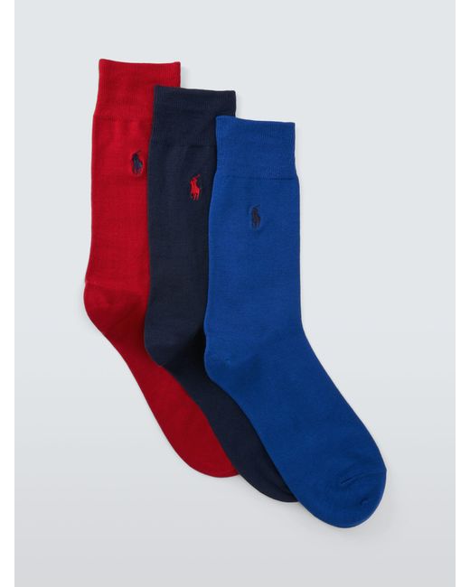 Ralph Lauren Blue Mercerised Cotton Crew Socks for men