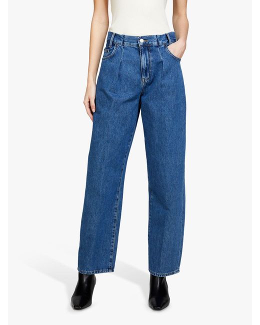 Sisley Blue Loose Fit Front Pleat Jeans