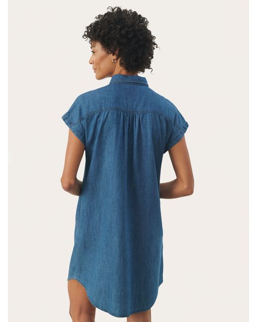 Part Two Blue Ellena Short Sleeve Denim Shirt Dress