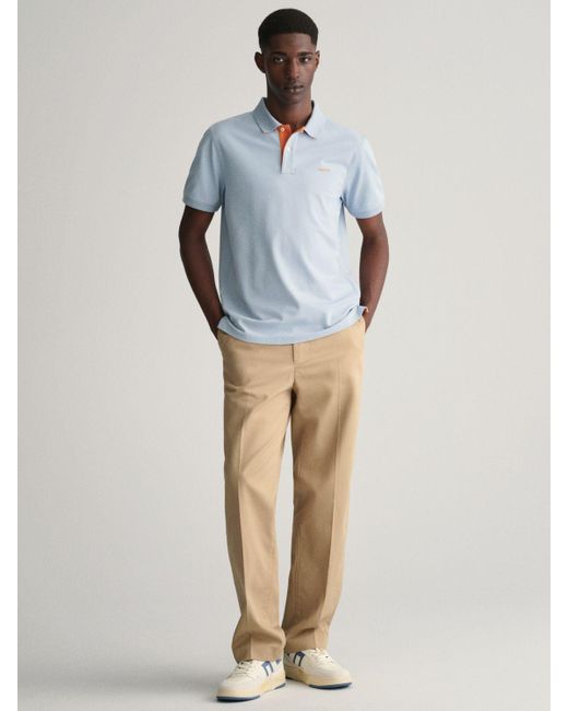 Gant Blue Regular Contrast Short Sleeve Polo Top for men