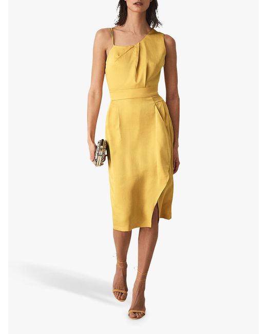 Reiss Yellow Sara - One Shoulder Cocktail Dress