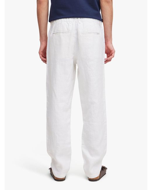 Casual Friday White Pandrup Regular Fit Linen Trousers for men