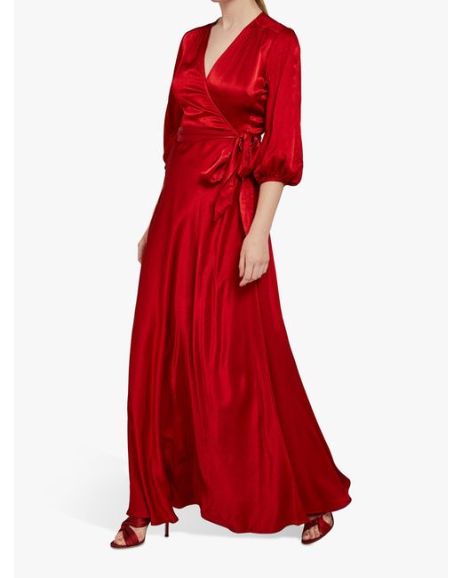 Ghost Gabrielle Satin Wrap Maxi Dress 