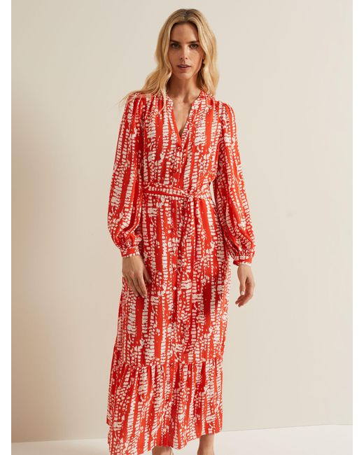 Phase Eight Red Louisa Abstract Print Maxi Dress
