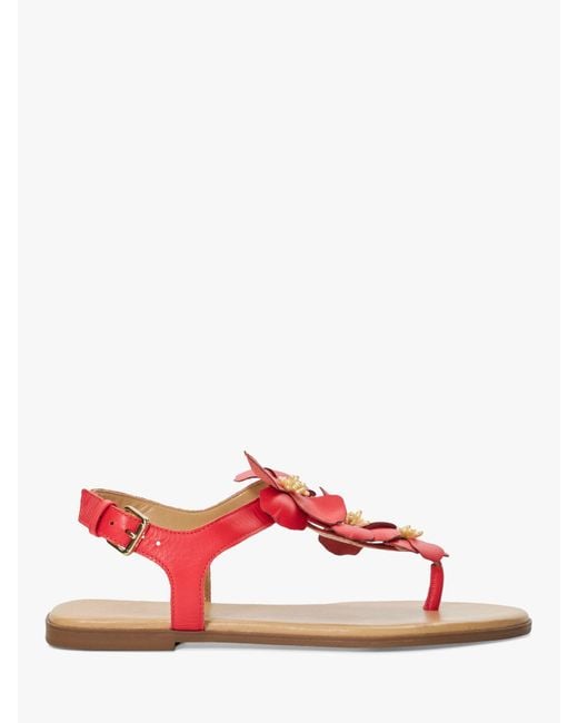 Dune Red Linaria Flower Leather Sandals