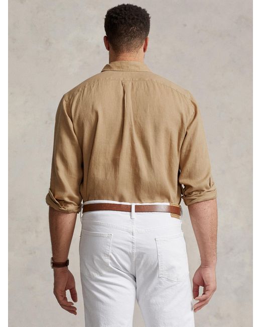 Ralph Lauren Natural Big & Tall Long Sleeve Linen Shirt for men