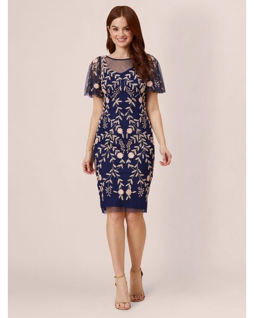 Adrianna Papell Beaded Short Dress in Blue Lyst UK