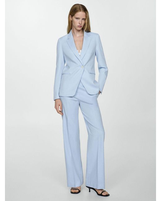 Mango Blue Malaga Lyocell Suit Blazer