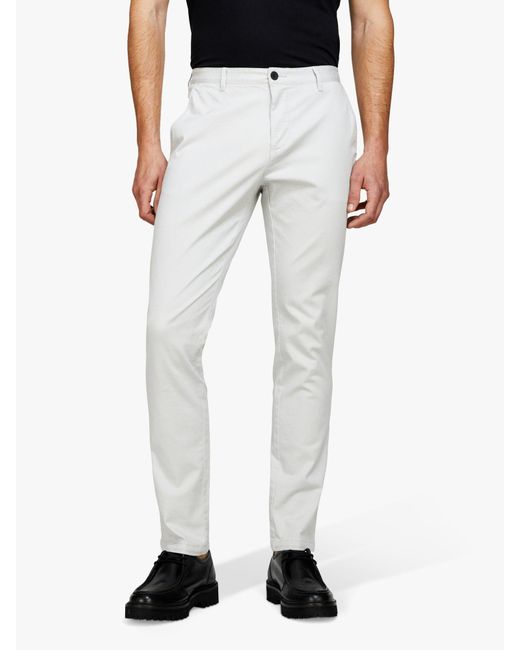 Sisley White Stretch Cotton Drill Chino Trousers for men