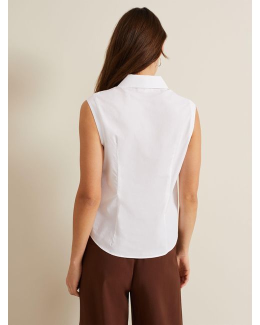 Phase Eight White Aimee Sleeveless Cotton Shirt