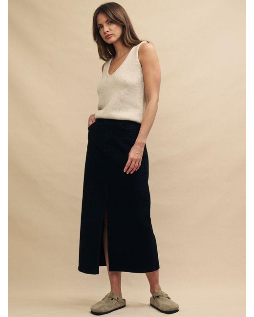 Nobody's Child Natural Organic Cotton Denim Column Midi Skirt