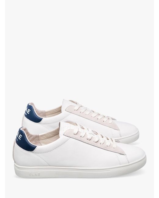 CLAE White Bradley Leather Lace Up Trainers for men