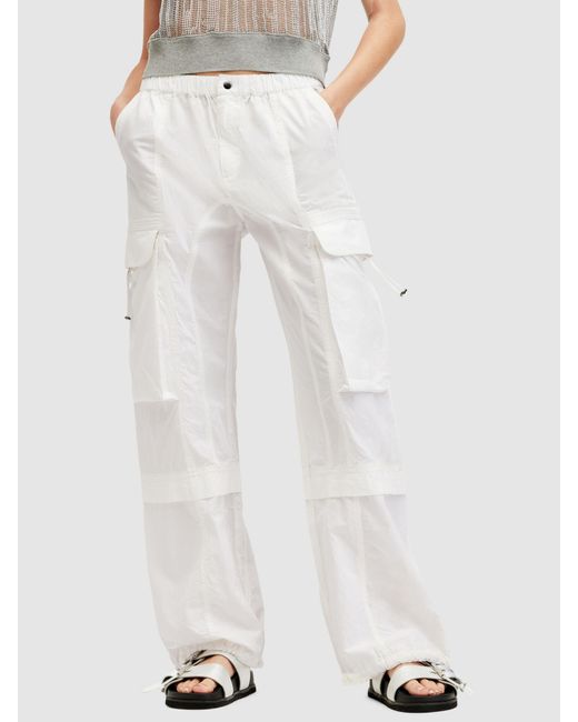 AllSaints White Barbara Organic Cotton Cargo Trousers