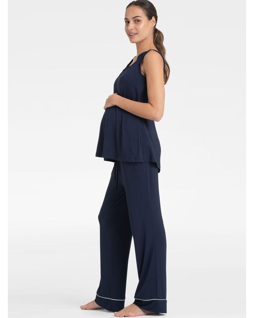 Seraphine Blue Nerine Jersey Maternity Pyjama Set
