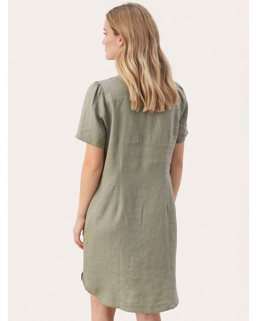 Part Two Natural Aminase Linen Short Sleeve Pocket Dress
