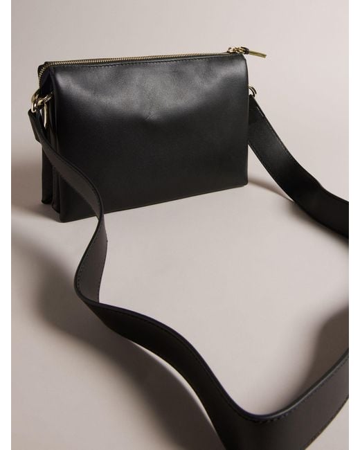 Ted Baker Black Darceyy Branded Strap Leather Crossbody Bag