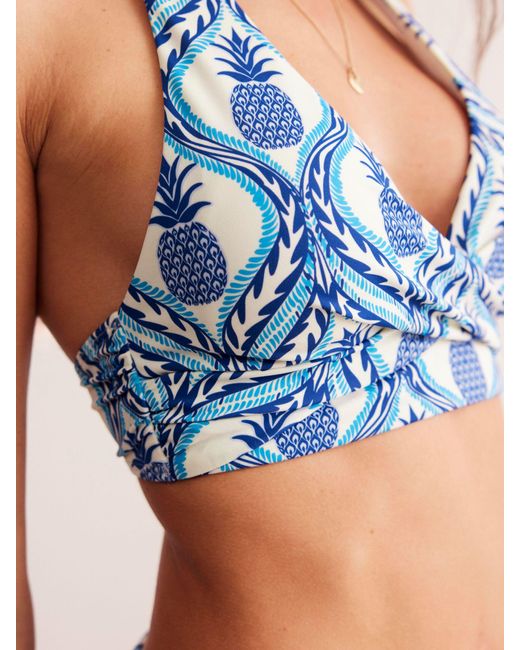 Boden Blue Levanzo Pineapples Halterneck Bikini Top