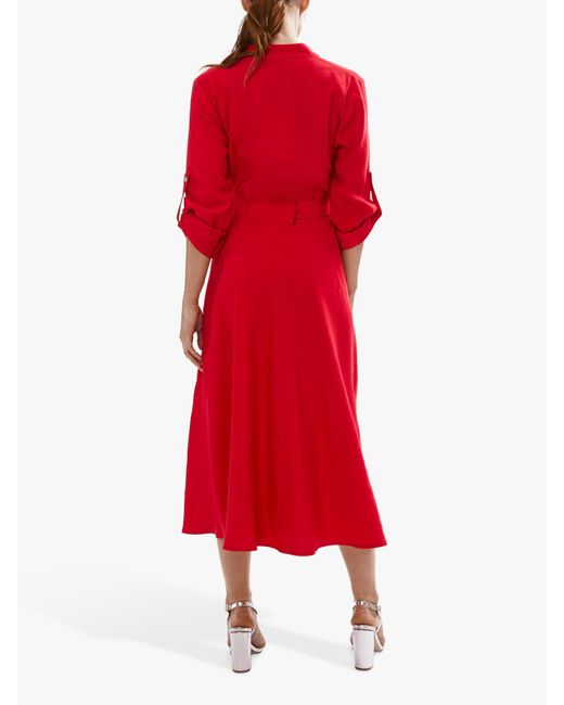 James Lakeland Red Roll Sleeve Midi Dress