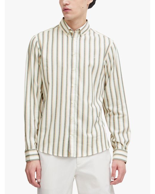 Casual Friday White Anton Long Sleeve Striped Shirt for men