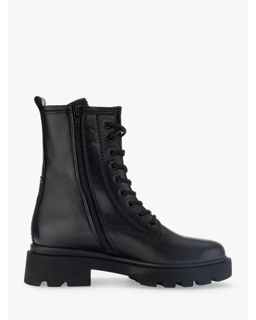 Gabor Black Pentax Wide Fit Leather Biker Boots