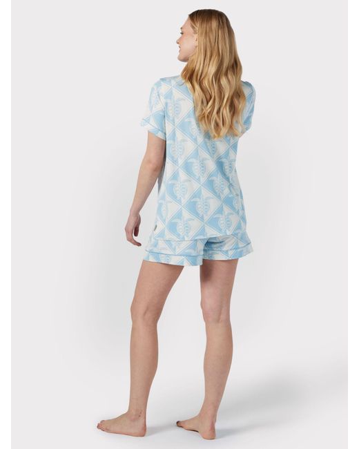 Chelsea Peers Blue Maternity Tiled Turtle Print Short Pyjamas
