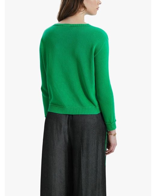 James Lakeland Green Scoop Neck Piped Edge Knit Jumper