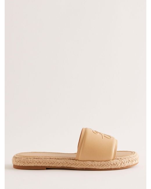 Ted Baker Natural Portiya Leather Espadrille Slider Sandals