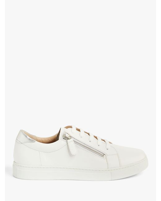 John Lewis White Edison Wide Fit Leather Trainers