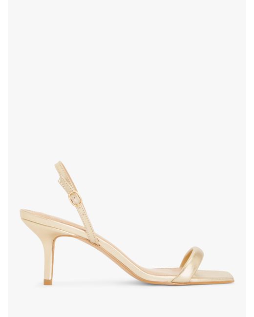 John Lewis Natural Magnificent Leather Mid Heel Stiletto Sandals