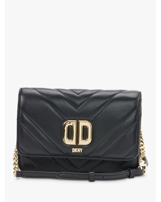 DKNY Delphine Quilted Leather Flap Cross Body Bag in Black Lyst UK