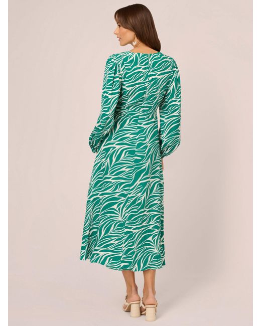 Adrianna Papell Green Printed Midi Dress