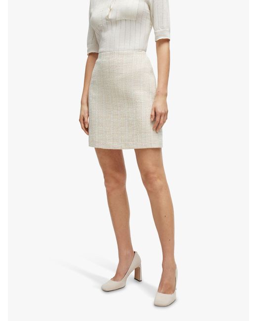 Boss White Boss Vaseto Mini Tweed Skirt