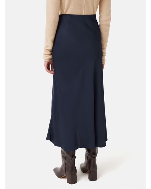 Jigsaw Blue Satin Asymmetric Midi Skirt