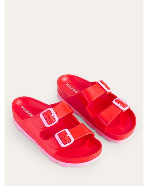 Boden Red Lyla Double Buckle Strap Slider Sandals